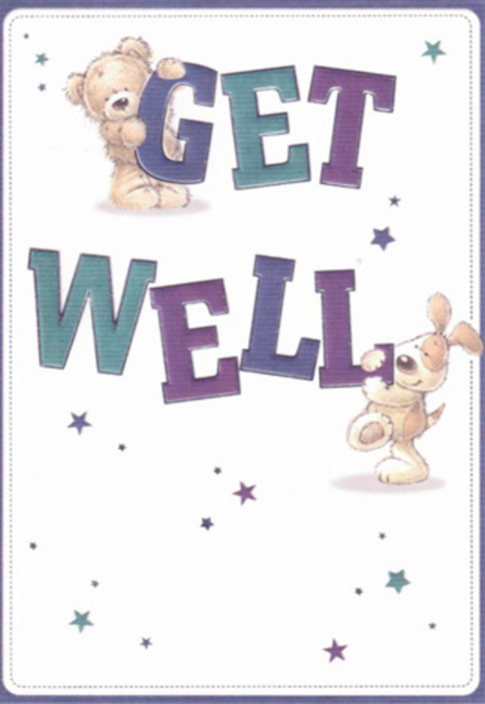 This card offers a heartfelt celebration of gentle encouragement, inspired by the creative pulse of Nine Elms. Two friendly characters-the plush, honey-coloured bear and his faithful floppy-eared puppy friend-are surrounded by dancing stars, all as if they're carrying good wishes across the gentle expanse of a fresh white backdrop. The "Get Well" message is brought to life through grand, confident letters in rich purples and cool aquas, their inviting shapes grounding the composition much like the sturdy stems in a vibrant bouquet from Flowers Nine Elms. There's a tangible softness to the illustrated textures: the bear's fluffy fur and the puppy's velvety ears invite an imagined sense of touch, similar to the comforting ritual of handling flower petals. Envision presenting this card beside a bouquet-a duo pairing that embodies positivity and caring, the lightness and airy optimism lifting spirits as easily as a sunbeam wandering through the gardens of Nine Elms. The nurturing artistry evident on this card mirrors the heartfelt service extended to every neighbour and friend in the community.